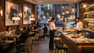 Moderne AV-Komponenten für ein Restaurant